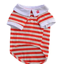 Классические хлопковые футболка-поло в полоску Собака одежда лето красный зеленый синий в полоску маленькая собака Чихуахуа Одежда Футболка