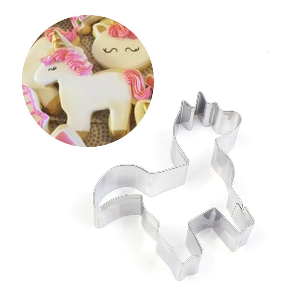 

Stainless Steel Cookie Cutter Unicorn Stamps Fondant Cake Decorating Mold Pastry Biscuit Baking Cutter Pancake Mould Biscuit DIY