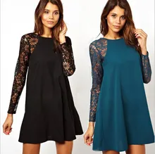 spring and summer new fashion women’s sexy lace o-neck dress knee-length casual dressWL2190
