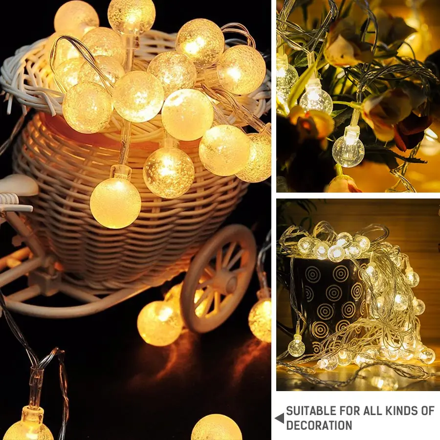 

10M Waterproof Light String Fancy LED Bubble Ball String Light AC220V 5-10W Warm White Fairy Lightings Decoration Holiday Light