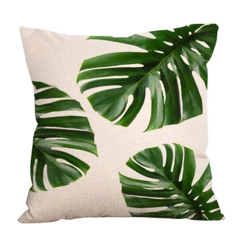 

Sofa Cushion Covers 45*45cm Tropical Plants Nordic Watercolor Linen Decorative Pillows Cafe Home Pillowcase Home Textile