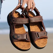 CIMIM/Брендовые мужские сандалии; сезон лето; коллекция года; дышащие мужские сандалии из натуральной кожи; модные повседневные роскошные сандалии; Sandalias Hombre; большие размеры