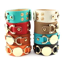 Стиль, кожаные браслеты-манжеты с монограммой для женщин, браслеты с золотым покрытием, браслет из натуральной кожи, мужские ювелирные изделия на защелке