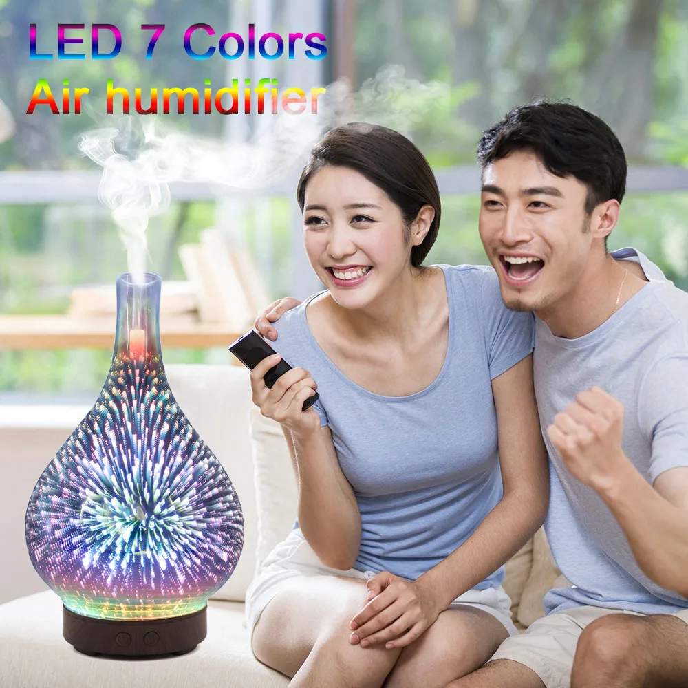 

Glass Night Lights Diffusers Humidifier 7 Colour Changing LED Lights Aroma Diffuser