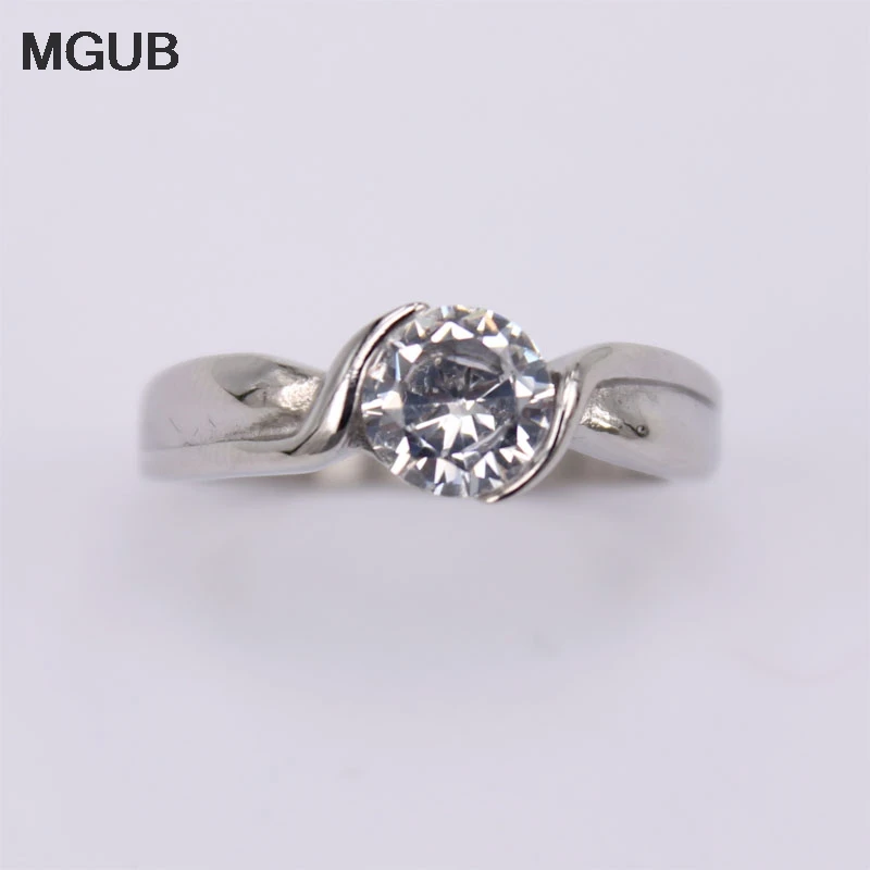 

7mm large exquisite shiny zirconia crystal ring romantic Men female student silver color Original Image Excellent quality 14