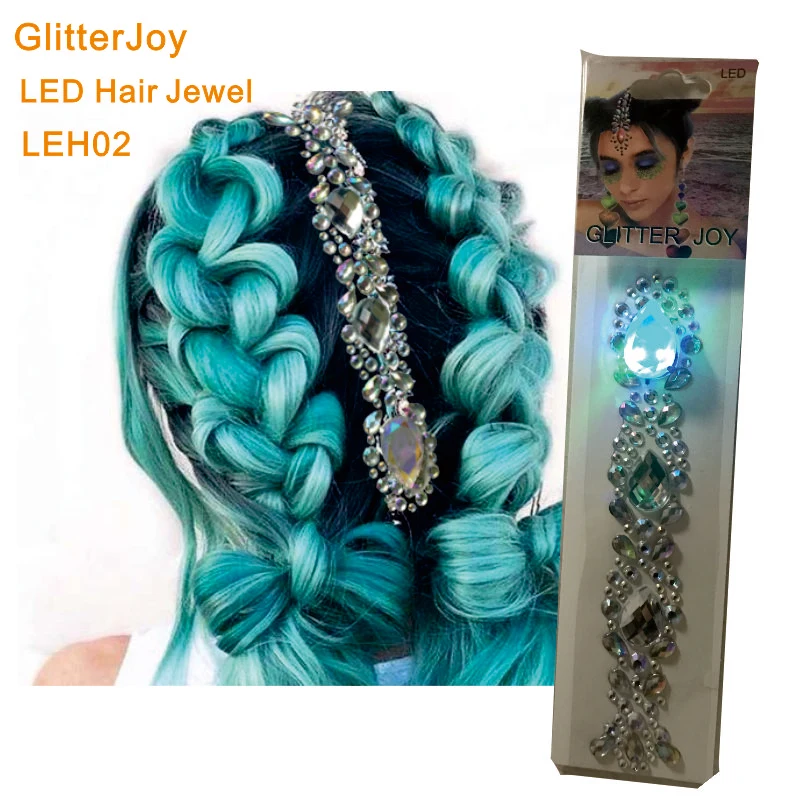 

LEH02 1 pc LED Hair Jewel Sticker best Hair Accessories for festival Makeup Sticker
