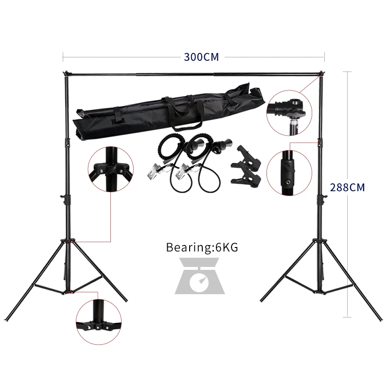 

2.88MX3M Backdrops Frame Background Support System Photography Studio Background Holder Camera & Photo Accessories + Carry Bag