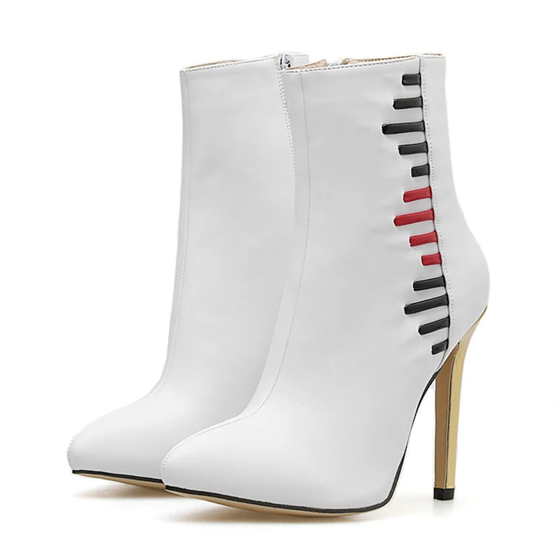 

2019 Women 8cm High Heels White Short Ankle Boots Fetish Lady Chelsea Square Toe Boots Luxury Design Winter Transparent Shoes