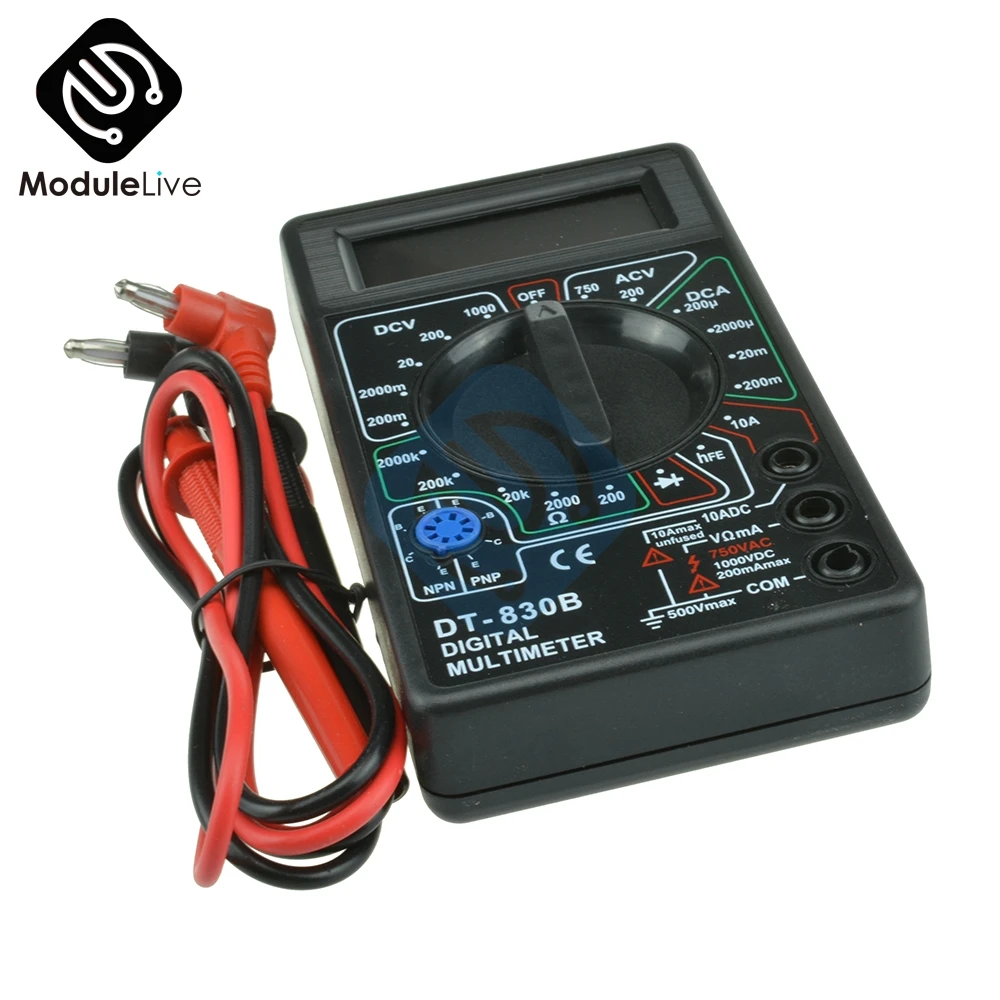 

DT830B Professional LCD Digital Multimeter Tester Meter AC DC 750/1000V Voltmeter Ammeter Ohm Electrical Multi Tester DT-830B