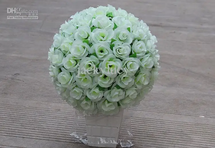 

30 CM Elegant white Artificial Flower Rose Silk Flowers Kissing Balls For Wedding Party Decoration Supplies