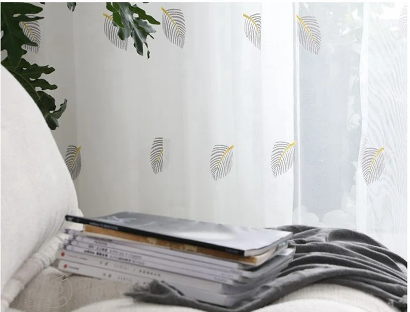 Европа современные листья Белый Тюль занавеска для окна для гостиной спальни Тюль штора из органзы тканевые шторы HP036D3