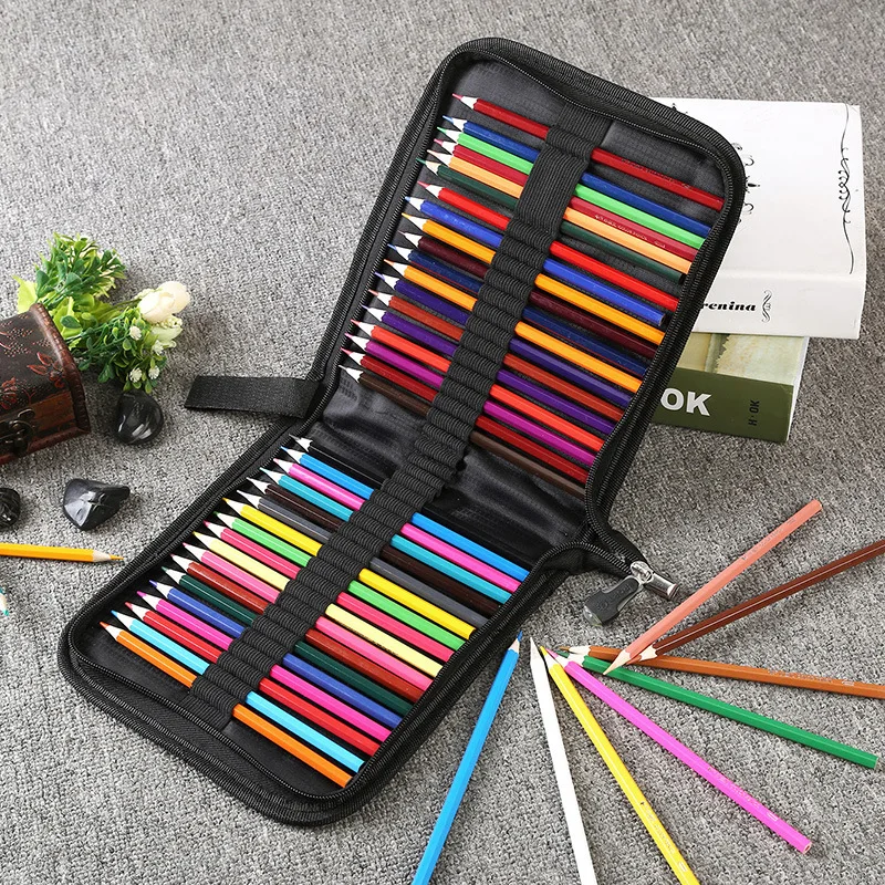 Billige Großen Bleistift Fall 72 120 löcher Klapp student stift schreibwaren Kunst Marker schublade Malerei box Schule büro lagerung taschen geschenk