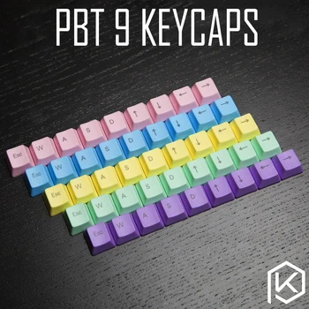 

PBT modifier Keycaps gaming 9 Keys in OEM Profile With Cherry MX Stems top printed top printed legend red blue purple pink esc