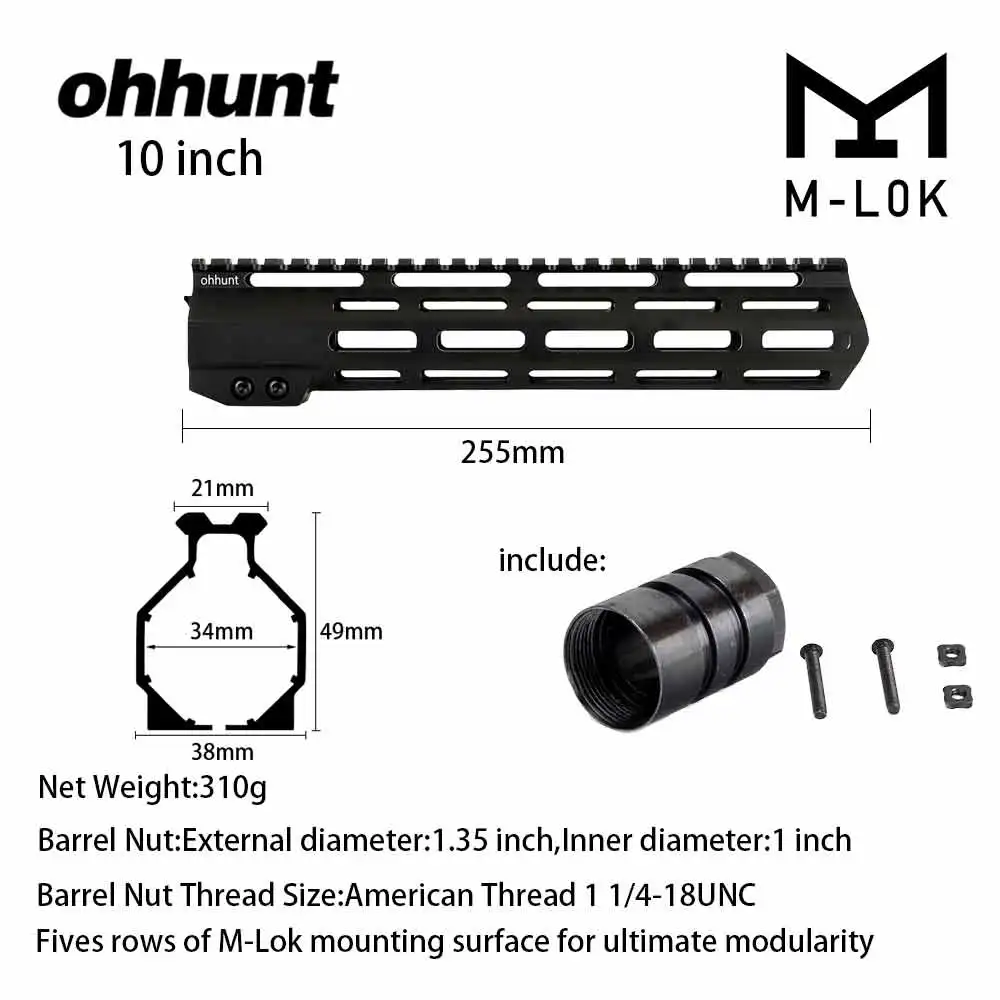 MLOK " 9" 1" 12" 13," 15" 1" AR15 поплавок M-LOK Handguard Пикатинни тонкий стиль стальной бочонок гайка для прицела - Цвет: 10 inch