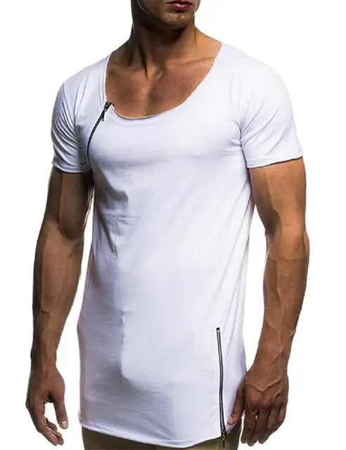 White Zipper T shirts Tide Brand Design Ins Hot Style Short Sleeve Summer Men's T shirt M Casual 