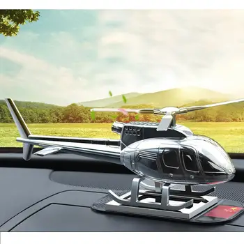 

Simulate Silver Color Solar Rotation Helicopter Shape Decoration for Car Ornament Car Tabletop Desk Decor Plane Model Toys