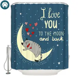 Qualibuy Store с надписью «I Love You To The Moon And Back (мама я тебя Ванная комната шторы для душа аксессуары для ванной, душа шторы для душа