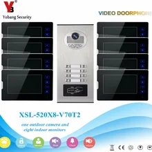 YobangSecurity 1 Camera 8 Monitor Video Intercom 7″Inch Video Door Phone Doorbell Chime RFID Access Control For Home Security