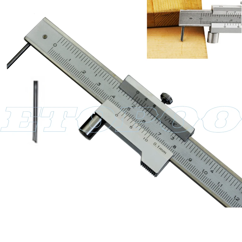 200mm Stainless Steel Parallel Marking Gauge Vernier Caliper W/ Carbide Scriber 