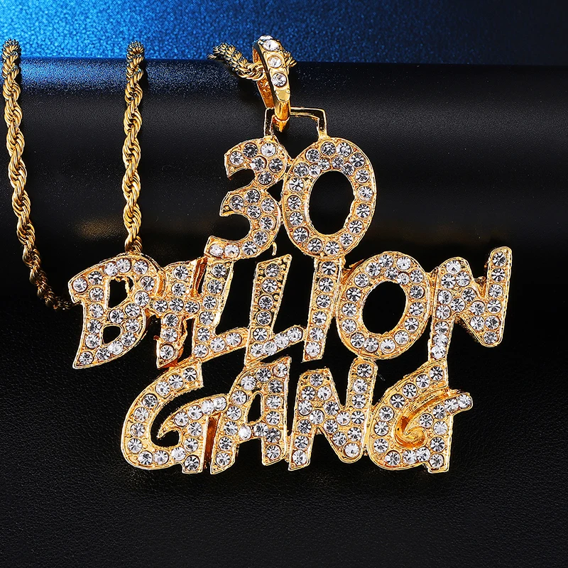 US7 полный со стразами буквы Bling льдом Rope Chain, подвески и ожерелья для Для мужчин ювелирные изделия из золота Цвет