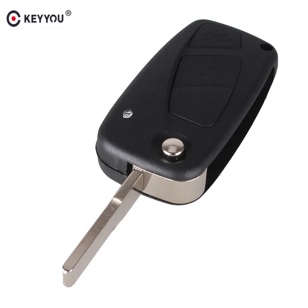 

KEYYOU Flip Folding Remote 3 Buttons Car Cover Key Shell For FIAT Punto Ducato Stilo Panda Idea Doblo Bravo Black
