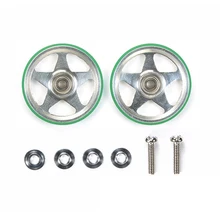 Оригинальные tamiya мини 4wd части 95493 19 мм алюминиевые ролики 5 спиц с пластиковым кольцом зеленый для гоночного автомобиля 324 магазин