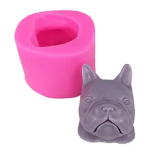 Moule en Silicone pour décoration de gâteaux, forme de bouledogue français, cuisson de pâtisserie, chocolat, savon, démoulage facile