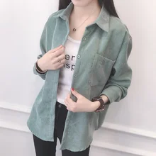 Warm Women Corduroy Cotton Shirt Female Long Sleeve Tops Fashion Plus Size Winter Bodycon Casual Blouse Chemise Femme Clothes