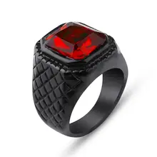 Мужское черное кольцо в стиле хип-хоп 316L нержавеющая сталь черный/красный/синий хрустальный камень кольцо Рок мода мужские ювелирные изделия для мужчин оптом