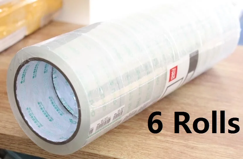

6 Rolls Packing Parcel Clear Transparent Tape Box Carton Sealing 48mm x 55m