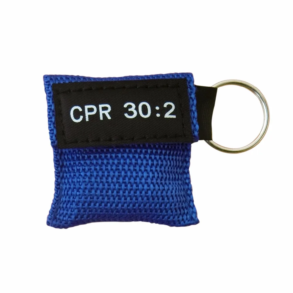 20 PCS /LOT CPR MASK WITH KEYCHAIN CPR FACE SHIELD AED CPR KEY BLUE