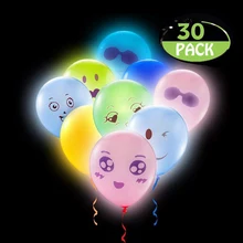 

HUSUYUHU SISI 30PCS LED Light Up Balloons with Mixed Color and Emoji for Christmas,Party, Festival Decorations LED Balloons