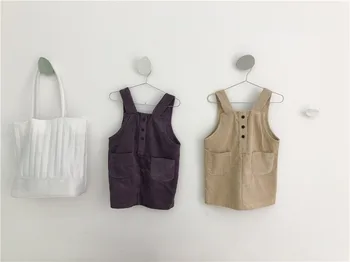 

Toddler Girls Vest Dress Autumn Girl Corduroy Strap Dresses Casual Overall Dress For Baby Clothing Beige Purple Suspenders Dress