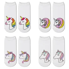 Harajuku/носки с 3D принтом головы единорога для женщин Kawaii Licorne Chaussette, забавные носки унисекс, рождественские милые женские носки Meias
