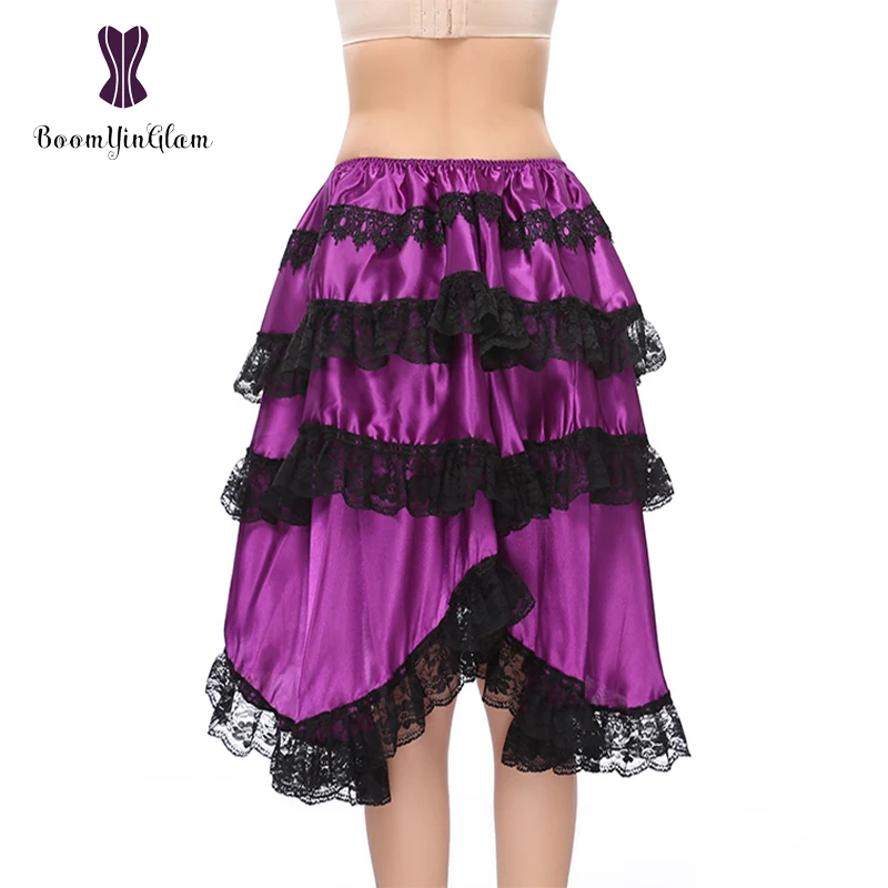 Женская юбка-корсет размера плюс, черная, фиолетовая, кружевная, модная, длинная, Корсетная юбка, сексуальное нижнее белье, юбка 7006