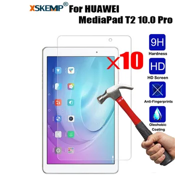 

XSKEMP 10Pcs/Lot 0.3mm Real Tempered Glass For HUAWEI MediaPad T2 10.0 Pro Steel Film Tablet 9H Hard Toughened Screen Protector