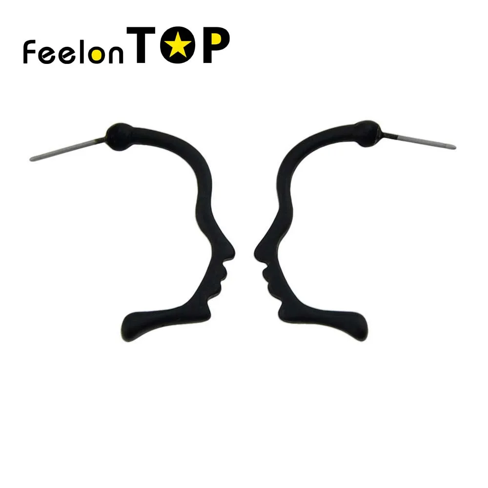 Hiphop/Rock Style Minimalist Earrings Black Silver Gold-Color Face Shape Stud For Women |