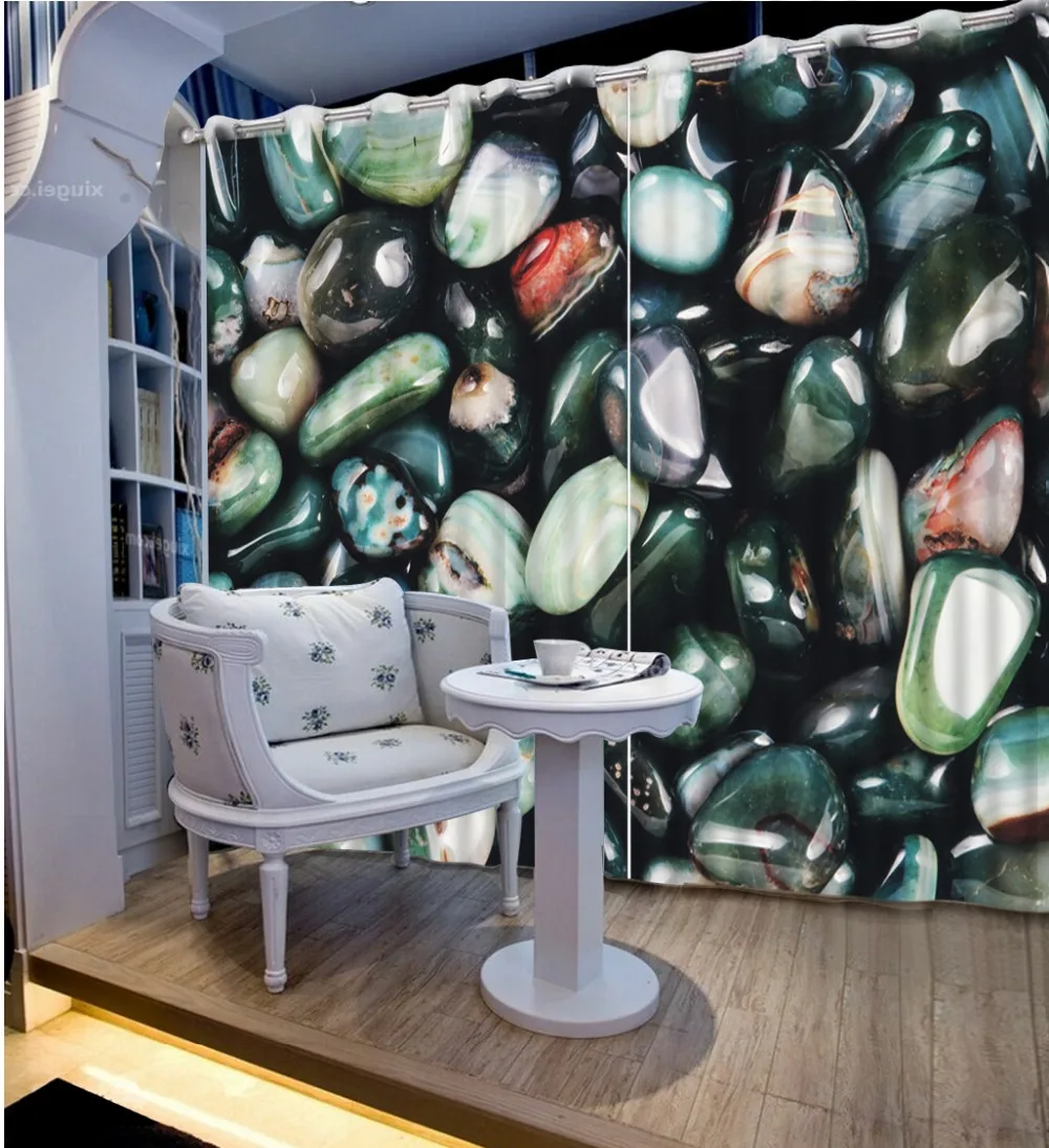 

Custom any size 3d curtains Photo Customize size 3D Colored pebbles modern home decor house curtains