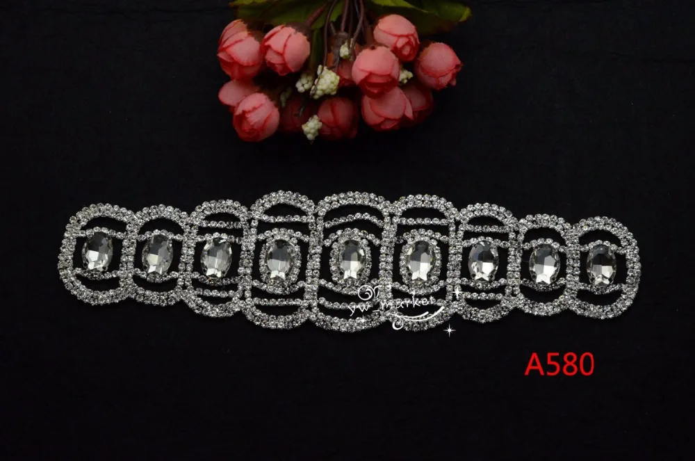 1 pcs Costume Dress Applique Crystal Rhinestone Sewing On(A580) for