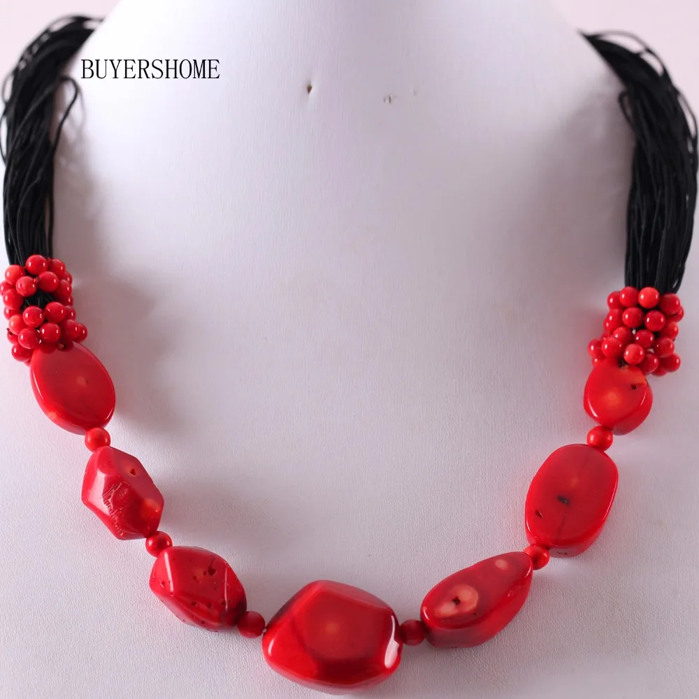 

Fashion Jewelry Natural Stone Red Sea Coral Necklace 20" 1Pcs E476