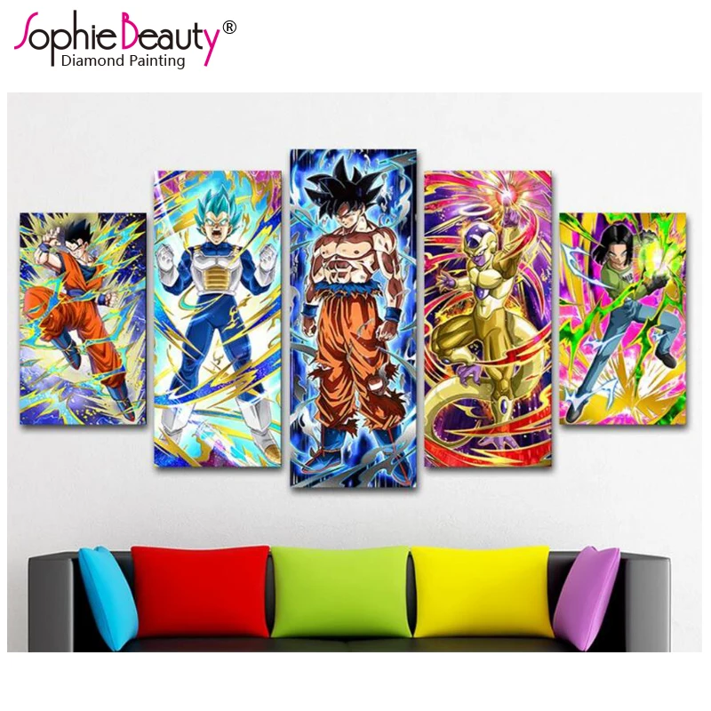 

Sophie Beauty DIY Diamond Painting Full Diamond Embroidery Mosaic kit dragon ball 5pcs pattern Cross Stitch Room Decoration C587