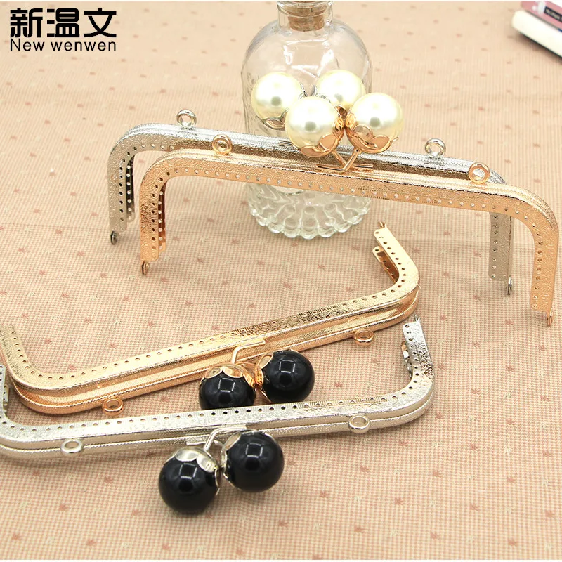 

Super lovely 20CM Silver/Gold/Light gold Square With pearl Metal Purse frame Kiss Clasp
