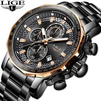 

LIGE Watch Men Top Brand Luxury Sport Waterproof Stainless Steel Analogue Quartz Mens Watches Date Business Clock Reloj Hombre