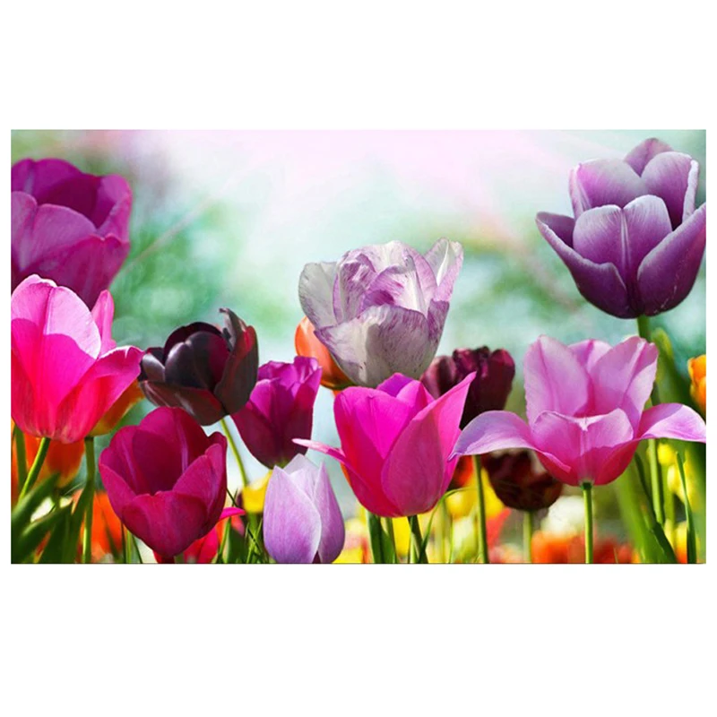 Tulip DIY 5D Diamond Painting Cross Stitch Flower Wall Sticker 3D Embroidery Square Crystal Mosaic Pictures Home Decor | Дом и сад