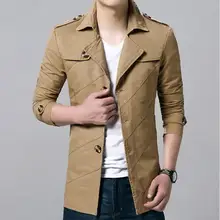 Новые, Осенние, брендовые корейские Для мужчин Slim Fit Куртки модные Повседневное Однобортный Для Мужчин's удлиненная ветровка