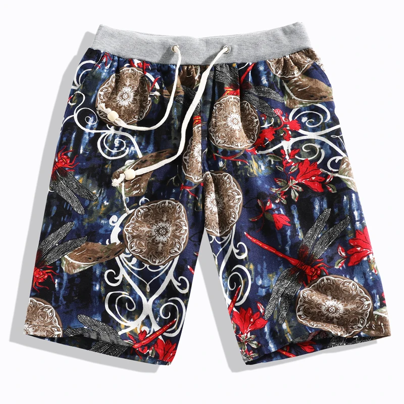 Летние мужские пляжные шорты 14 цветов с принтом из хлопка и льна повседневные шорты купальник с эластичной талией быстросохнущие шорты мужские шорты