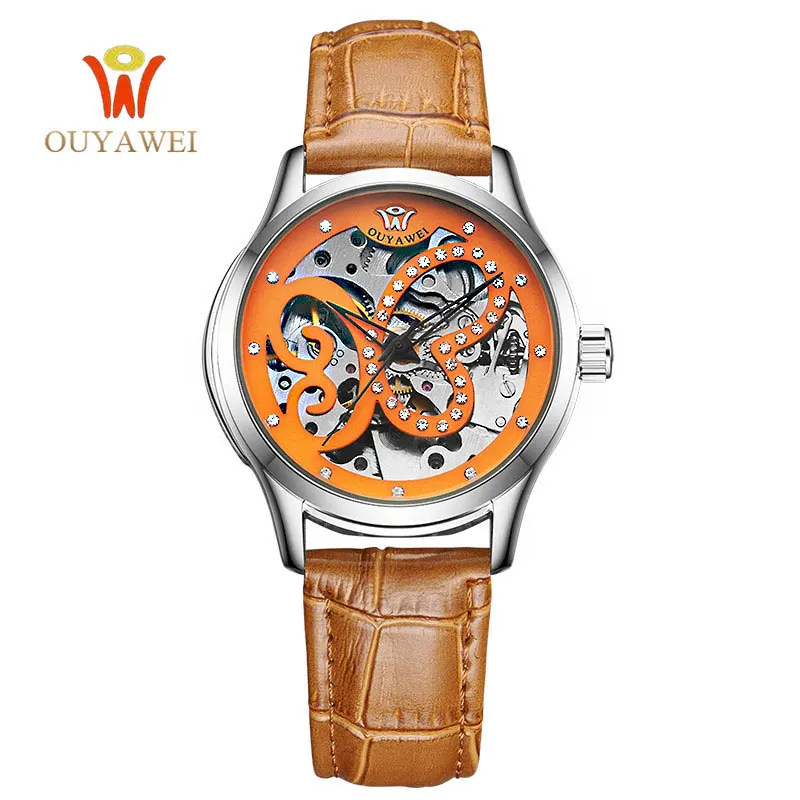 Luxury Brand Watch font b Women b font OUYAWEI Skeleton Automatic font b Mechanical b font