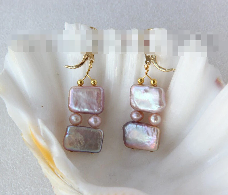 

FREE SHIPPING>>> 1237 baroque lavender freshwater pearl dangle earrings