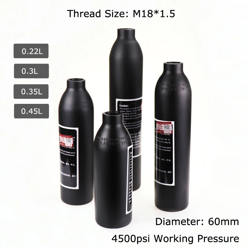 New Paintball Air Gun Airsoft PCP HPA Tank Cyclinder 4500PSI/300BAR/30Mpa 0.22L/0.3L/0.35L/0.45L