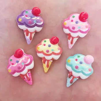 

DIY 20PCS Lovely resin Hand-paint Ice cream Flatback stone Children Scrapbook Christmas Embellishment crafts SW02